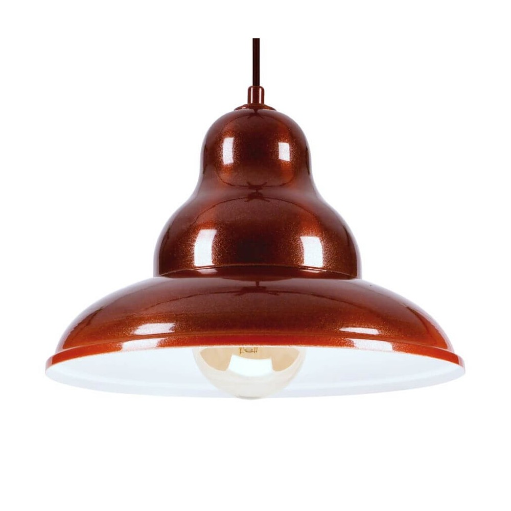 Bulma 1 Hanging lamp - Industrial, Metal, Burgundy 1xe27