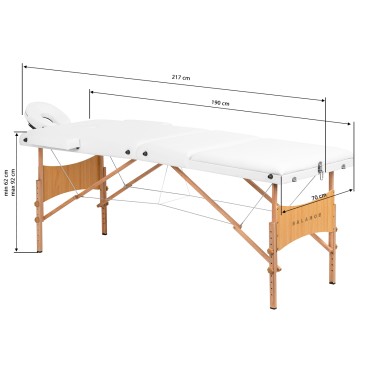 Table de massage pliante BALANCE en bois 3 segments 190x70 blanche