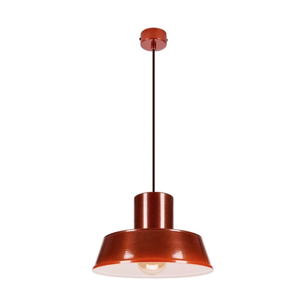 Polly 1 Hanging Lamp - Industrial, Metal, Burgundy 1xe27