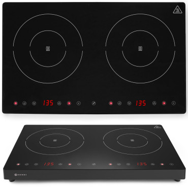Συσκευή επαγωγής ρυθμιζόμενη με ένα πλαίσιο αφής 2 πεδία θέρμανσης μαύρη γραμμή Wed. 22 cm 3500 in - Hendi 239414