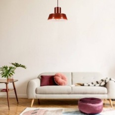 Polly 1 Hanging Lamp - Industrial, Metal, Burgundy 1xe27