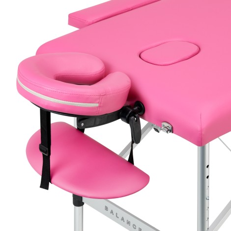 BALANCE Aluminium-Klappliege 2 Segment pink mit verstellbarer Höhe — Detailaufnahme Kopf