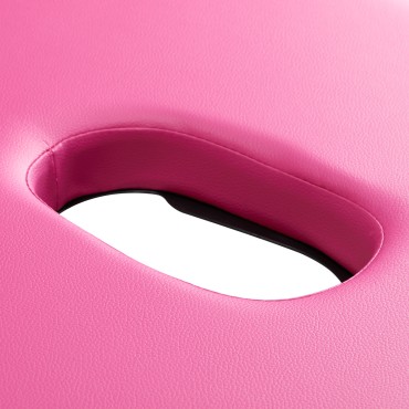 Table de massage pliable BALANCE en aluminium 2 segments rose — gros plan tête