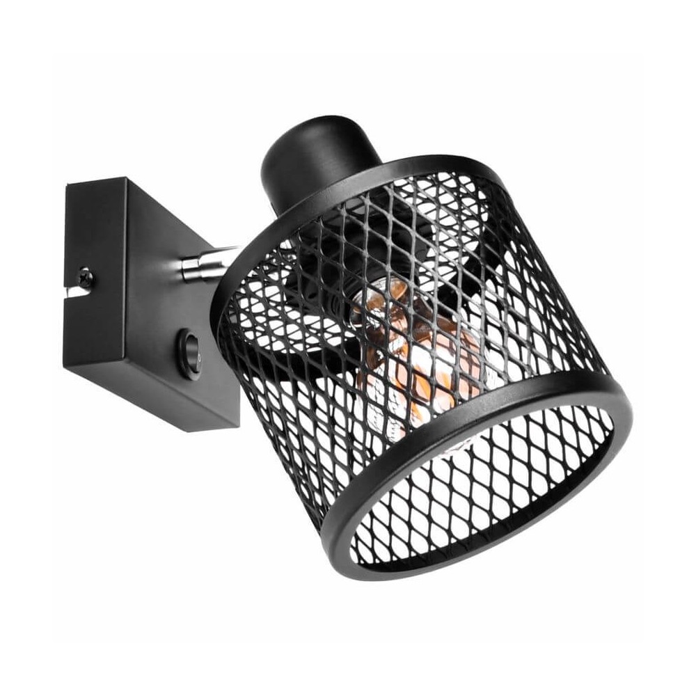 Basket 1 Wall lamp, Wall lamp - Industrial, black, 1xe27