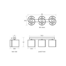 Hugo 3 black ceiling lamp