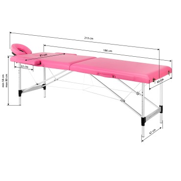 BALANCE alumiininen taitettava hierontapöytä 2-osainen pinkki