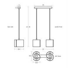 Hugo 2 Black Hanging Lamp