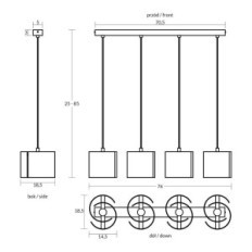 Hugo 4 Black Susping Lamp