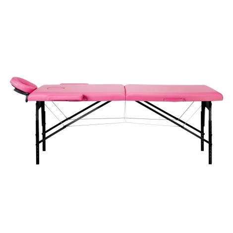 Mesa de masaje plegable de madera BALANCE de 2 segmentos en rosa y negro — vista lateral