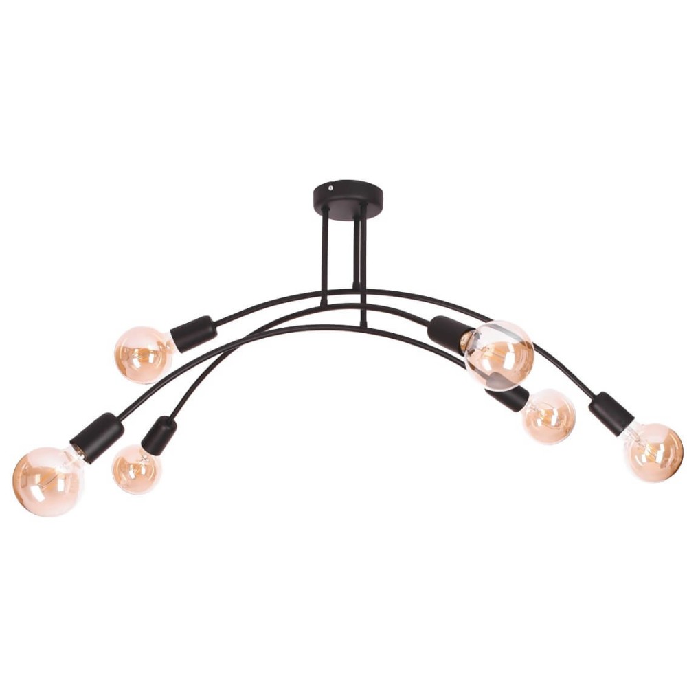 Bow 6 plafondlamp, kroonluchter - loft, zwart, 6xe27