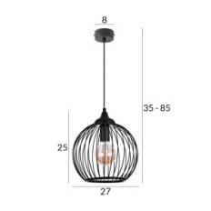 Bomba 1 obešanje svetilke - loft, črna, 1xe27