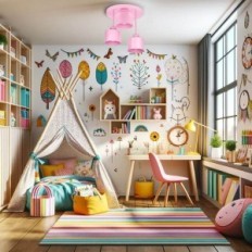 Volcano 3 Ceiling lamp - Children, Metal, Pink 3xe27