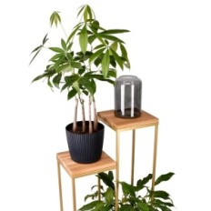 Bloembed metalen loft 2-positieve zloty met natuurlijke eiken-tops