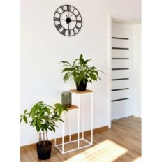 Blumenbeet Metall Loft 2-Position weiß mit natürlichen Eichenoberteils