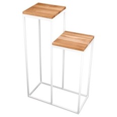 Flowerbed Metal Loft 2-Posisjon Hvit Med Natural Oak Topper