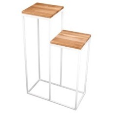 Flowerbed Metal Loft 2-position Vit med naturliga ekplattor