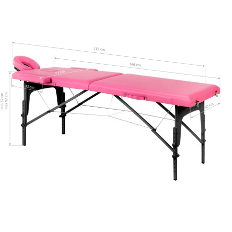 BALANCE lettino da massaggio pieghevole in legno 2 segmenti rosa e nero