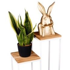 Flowerbed Metal Loft 2-position Vit med naturliga ekplattor