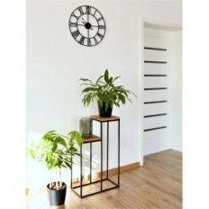 Loft del metallo a fiori da allevamento 2 posizioni nero con cime di quercia naturali