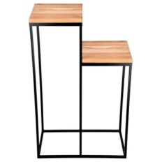 Bloembed metalen loft 2-positie zwart met natuurlijke eiken-tops