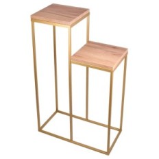 Metalen bloem bed Loft 2-positie goud met toppen van een ambachtelijke eik