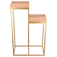 Lit de fleurs métalliques Loft 2-Position Gold avec des hauts d'un chêne artisanal