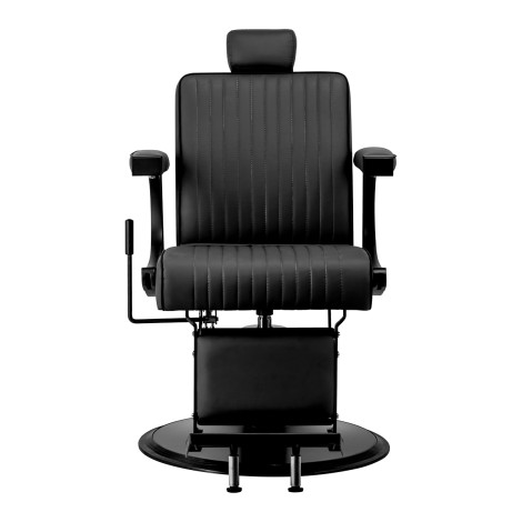 Cadeira de barbeiro Gabbiano Visionerio preta com estrutura preta — vista frontal