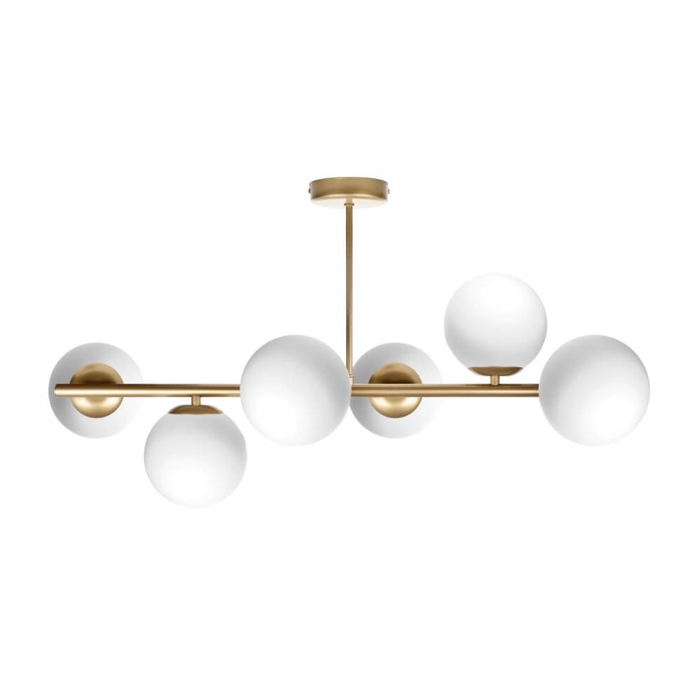 Ceres 6 taklampa - moderna, guld, glas sfärer, 6xe14