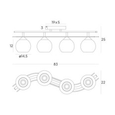 AGAT Plus 2339 / Z-B-4 / KB Brown Hexing Φωτισμός οροφής - Μοντέρνο, 4xe27