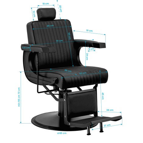 Sillón de barbero Gabbiano Visionerio negro con estructura negra