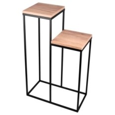 Flowerbed Metal Loft 2-Posisjon Svart med topper av en håndverk eik