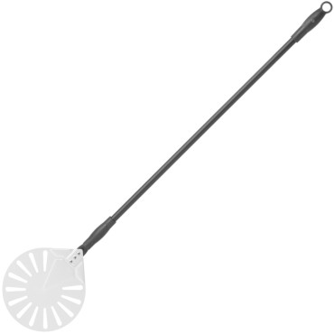 En pizza spade med hål och en glidhållare aluminium runt onsdag 230 mm lång 1200 mm - Hendi 617168