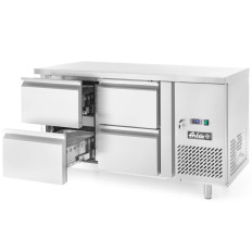 Tavolo refrigerato con 4 cassetti e un aggregato in acciaio inossidabile. Profi Line 280 l - Hendi 233764