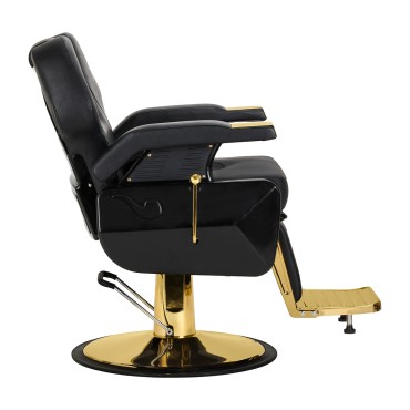 Poltrona da barbiere Hair System New York nero oro — vista laterale