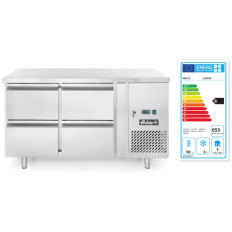 Table réfrigérée avec 4 tiroirs et compresseur latéral en acier inoxydable Profi Line 280 l - Hendi 233764