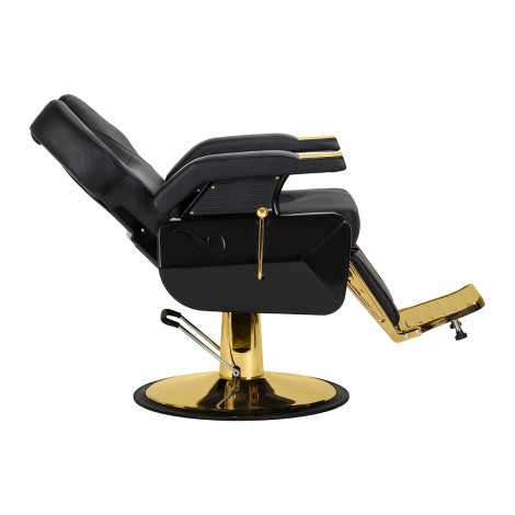 Hair System New York barberstol sort guld — fra siden