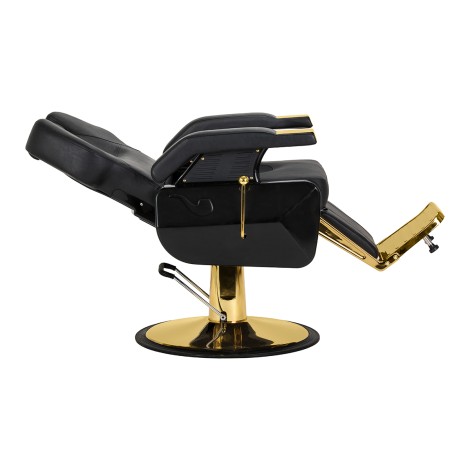 Sillón de barbero Hair System New York negro y dorado — vista lateral
