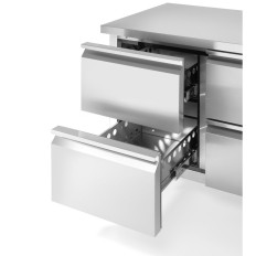 Mesa refrigerada con 4 cajones y un agregado de acero inoxidable. Línea PROFI 280 L - Hendi 233764
