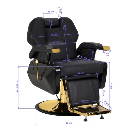 Sillón de barbero Hair System New York negro y dorado — vista lateral