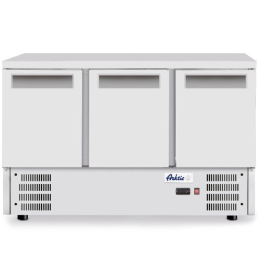 Tabela refrigerada de 3 portas com bancada e agregado de aço inoxidável 368 L - Hendi 236147