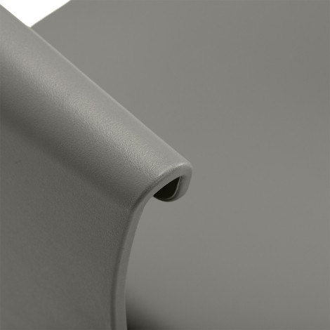 Silla de peluquería Hair System Halo gris — detalle del reposabrazos