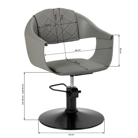 Hair System Halo grå frisørstol grå — forfra