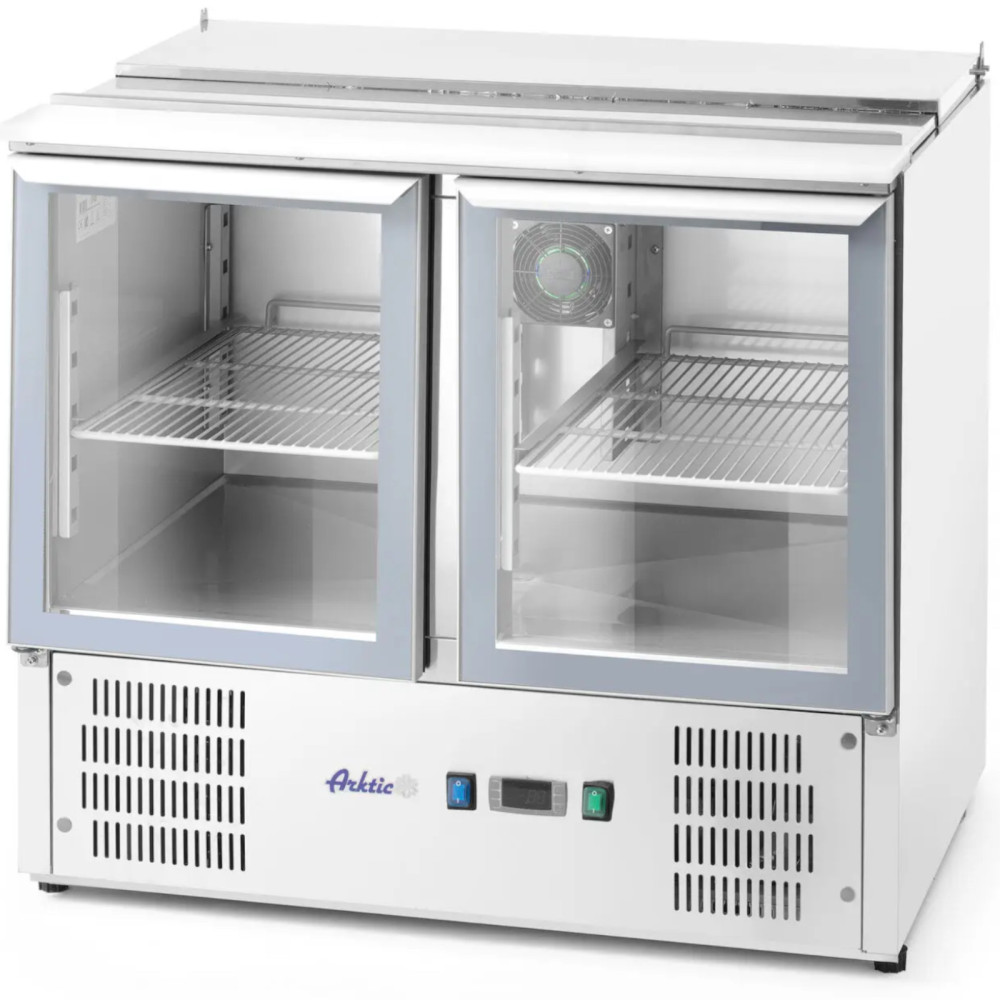 Skleněný salátový chladicí stůl s 2x GN1 víka / 1 3x GN1 / 6 247 l - Hendi 236246