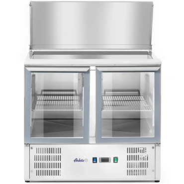 Tavolo di raffreddamento insalata vetrata con un coperchio 2x GN1 / 1 3x GN1 / 6 247 L - Hendi 236246