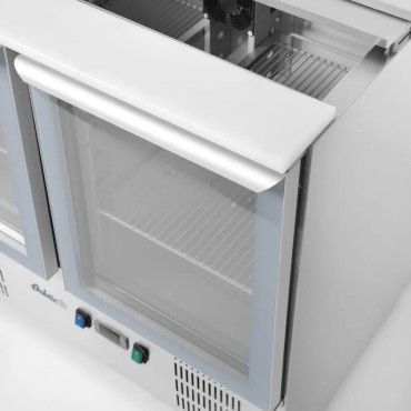 Mesa de refrigeração de salada de vidro com uma tampa 2x GN1 / 1 3x GN1 / 6 247 L - Hendi 236246