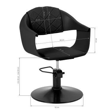Cadeira de barbeiro Hair System Halo preto — vista frontal