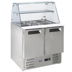 2-dørs salat kjølemiddelbord med glass topp på 2x GN1 / 1 3x Gn 1/6 247 l - Hendi 236185