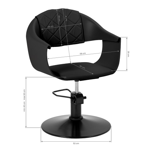 Hair System Halo poltrona da parrucchiere nera — vista frontale
