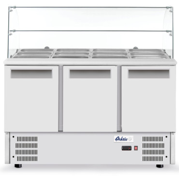 Mesa de refrigerante de salada de 3 portas com tampo de vidro em 4x GN1 / 1 368 L - Hendi 236192