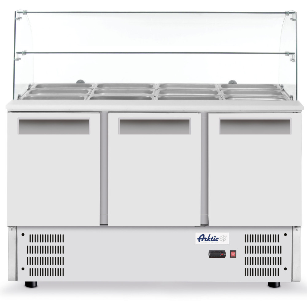 Mesa de refrigerante de salada de 3 portas com tampo de vidro em 4x GN1 / 1 368 L - Hendi 236192